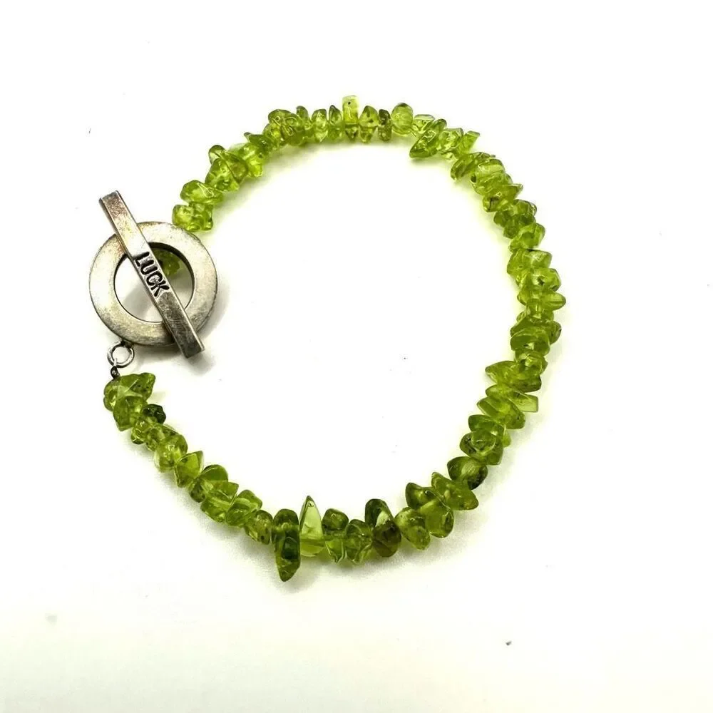 Peridot sterling silver luck toggle bracelet